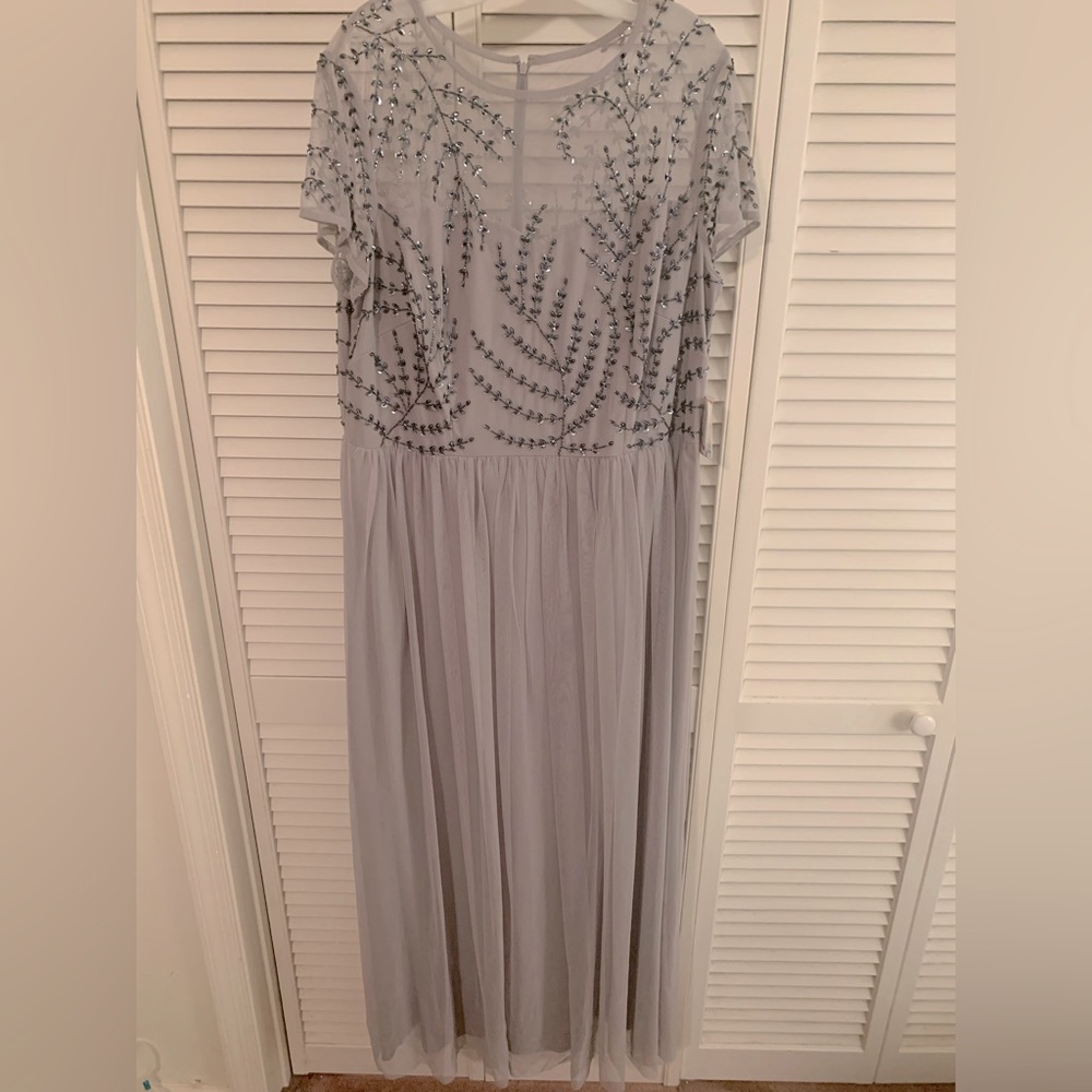 NWT; David’s Bridal formal dress; 18W; Gray